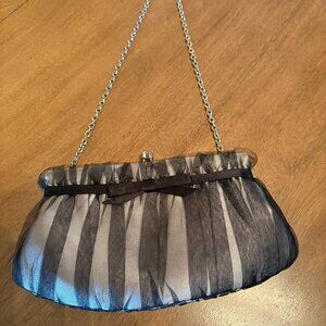 NWOT Franchi Black Silk/Lace Evening Shoulder Bag.